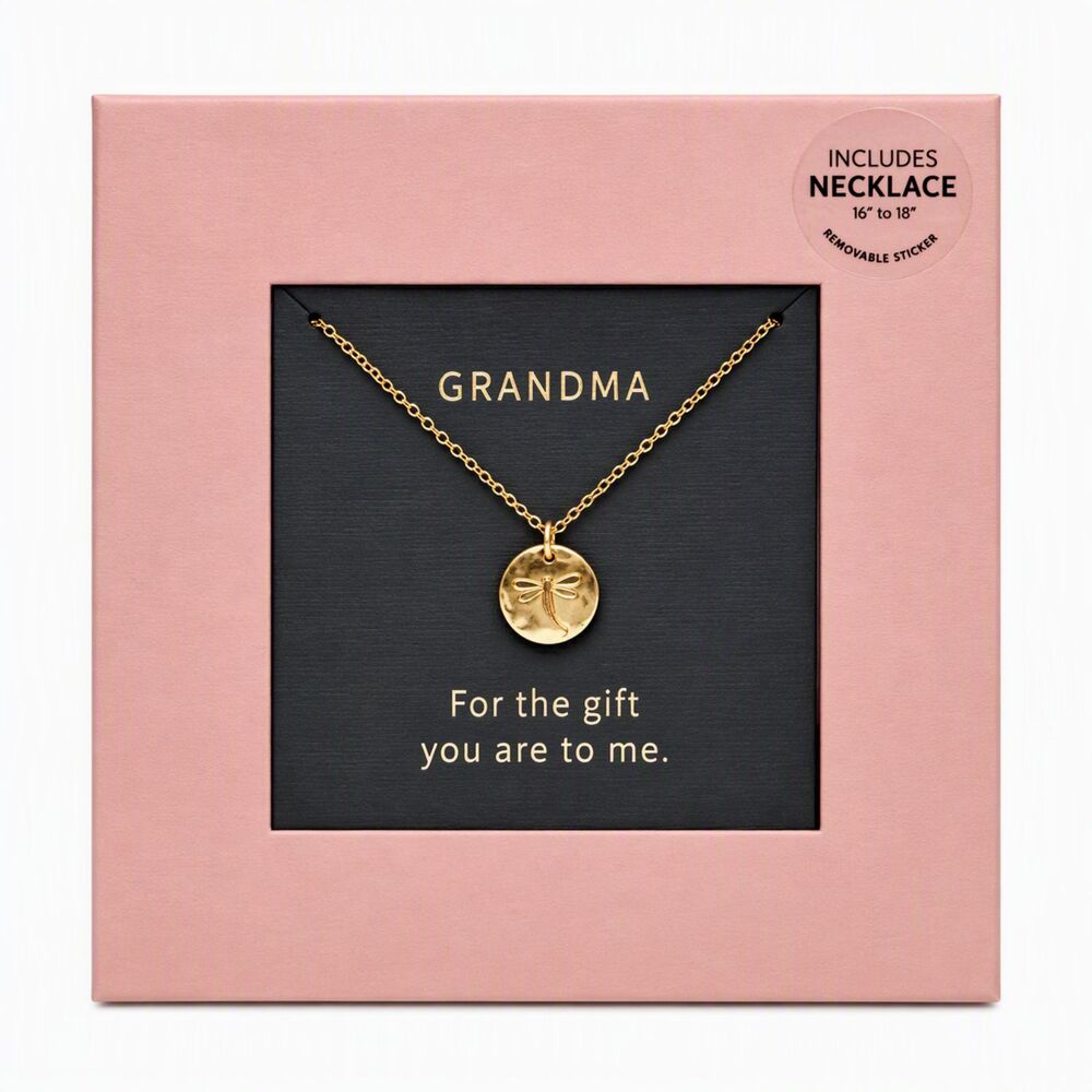Demdaco Grandma 5" Book & Hypoallergenic Dragonfly Necklace Gift Set 16" - 18"